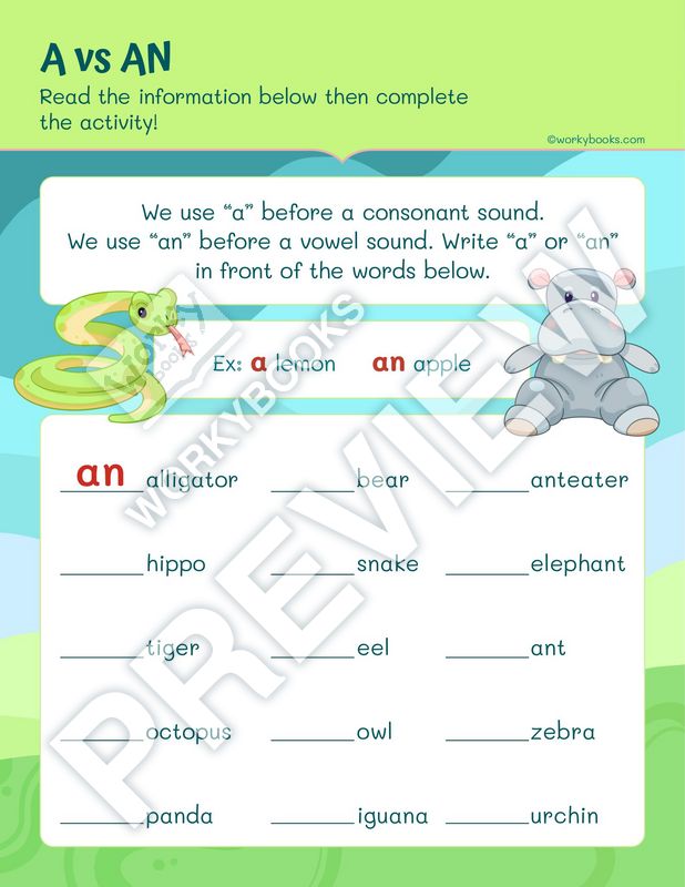 Worksheet - Determiners-A vs AN | This | That | These | Those | Article ...