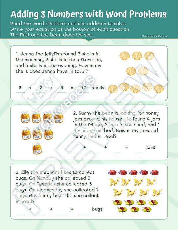 worksheet-adding-3-numbers-with-word-problems-first-grade-math