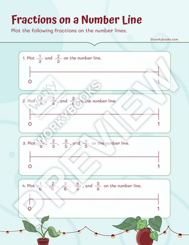 Worksheet - Plotting Fractions | Plotting a Fraction on a Number Line ...
