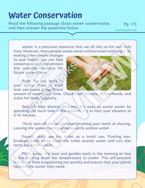 Worksheet Water Conservation Interactive Printable