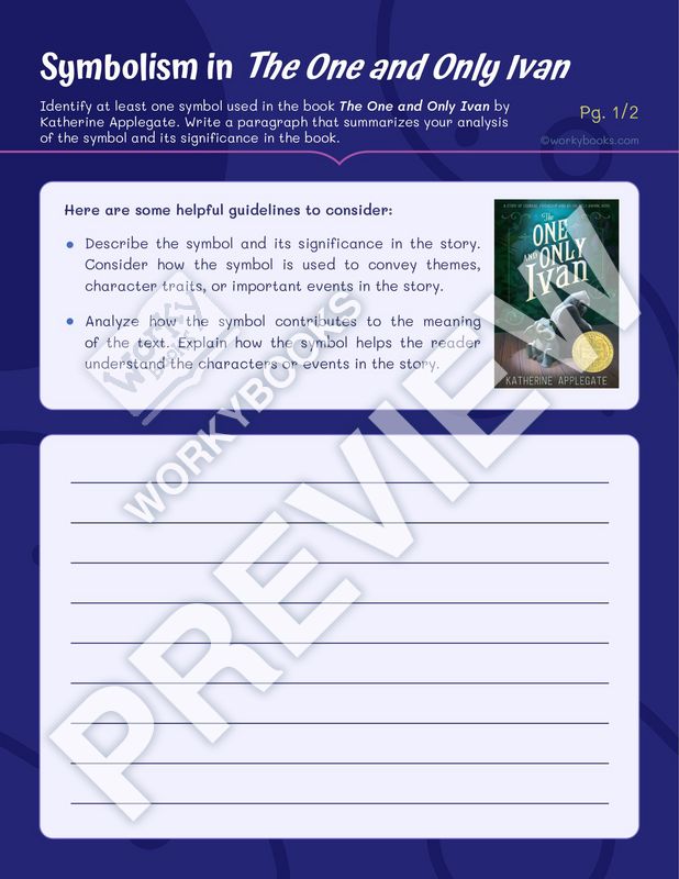 Worksheet - Symbolism in "The One and Only Ivan | 4th Grade | Writing ...