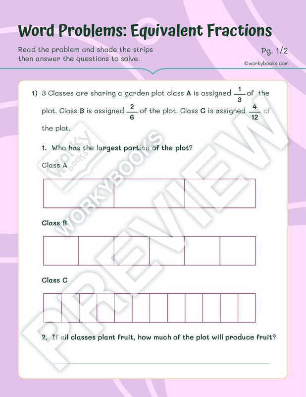Worksheet - Word Problems: Equivalent Fractions | 5th grade math ...