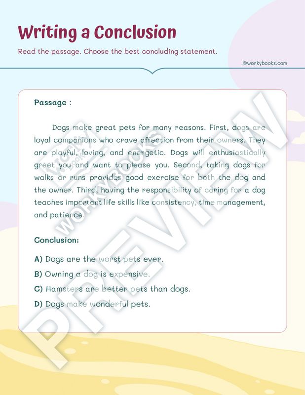 Worksheet - Writing a Conclusion | 5th Grade ELA | writing| Conclusion ...