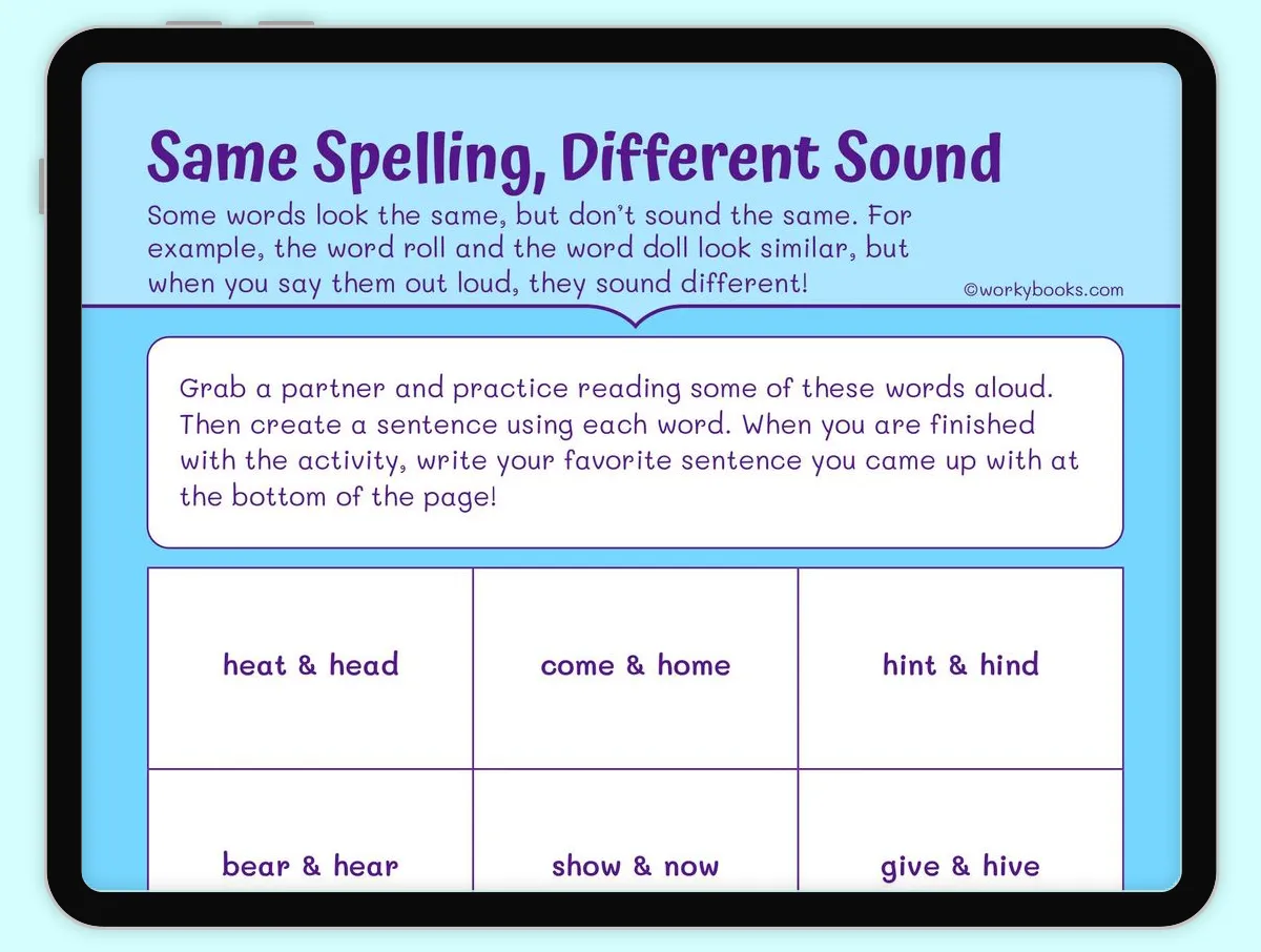 Same Spelling Different Sound Worksheet RF 2 3 E RF 2 3 Workybooks
