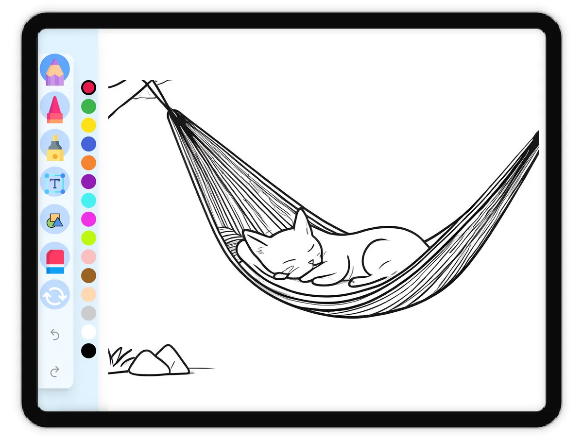 Cat Napping in Hammock Coloring Page - Free Printable