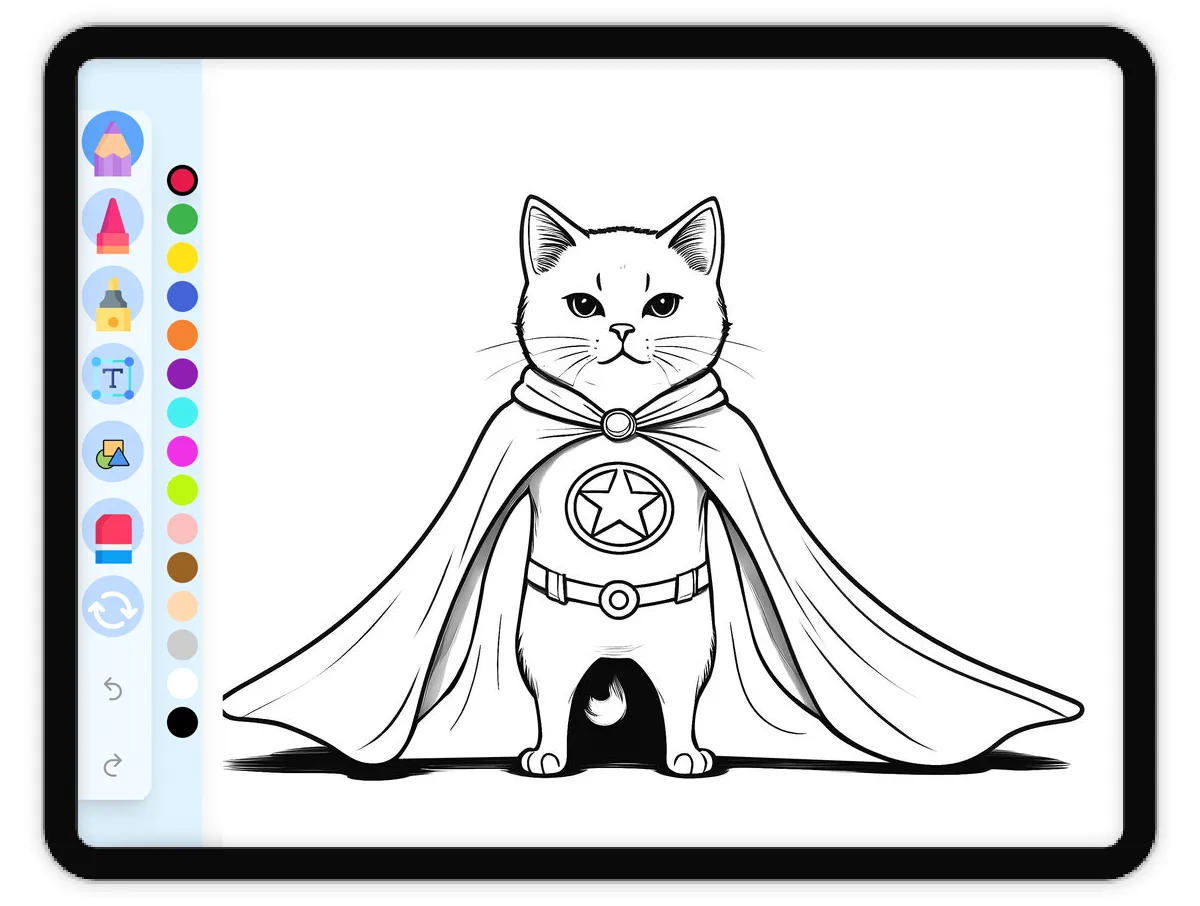 Cat with Superhero Cape Coloring Page - Free Printable Activity